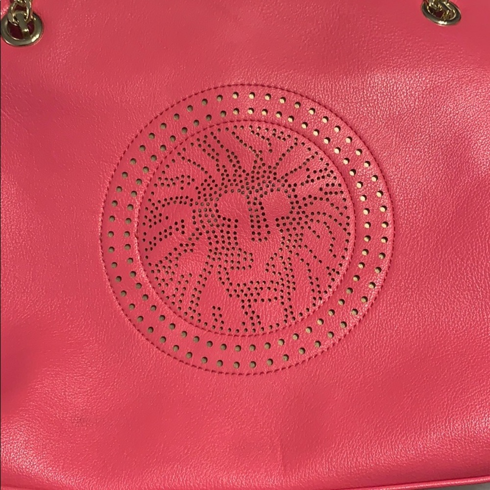 Hot Pink Anne Klein Purse W/Gold Chain Straps Gem